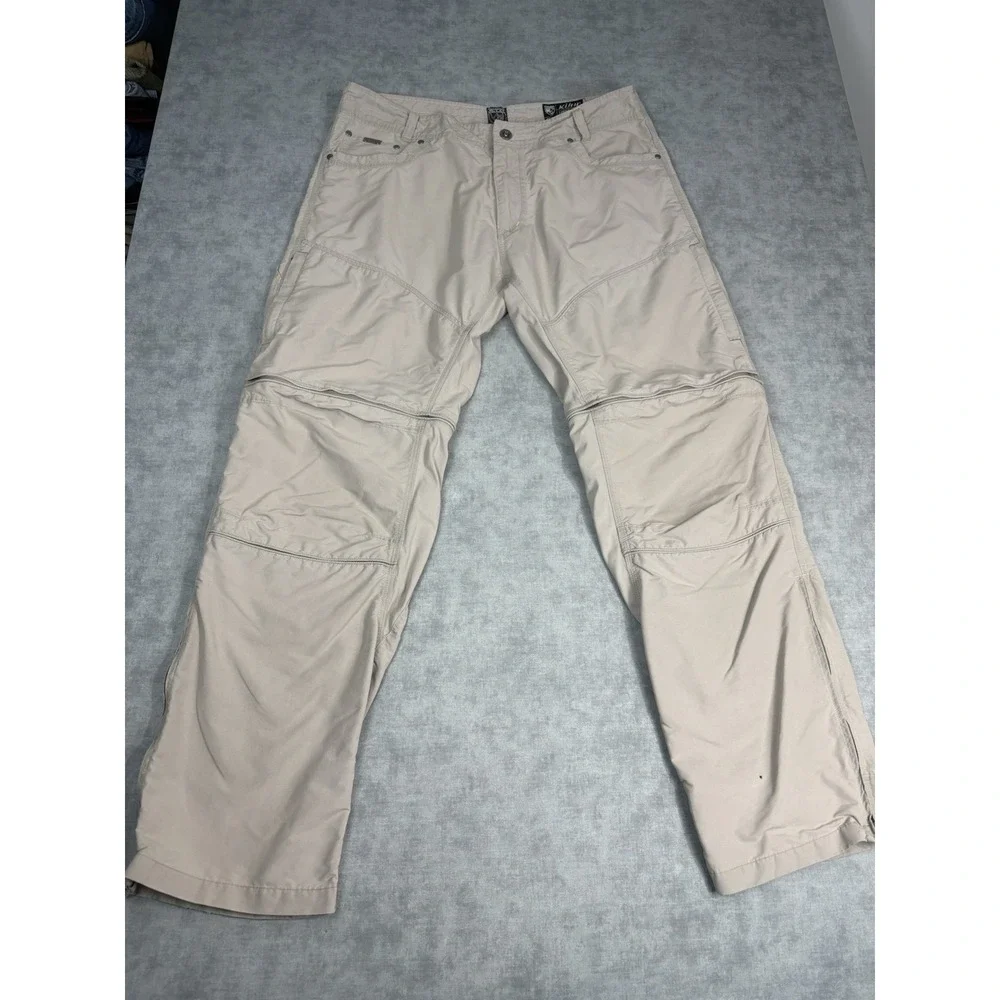 Kuhl Liberator Convertible Stealth Pants Men 36x32 Zip Off Hiking Khaki Nylon